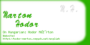 marton hodor business card